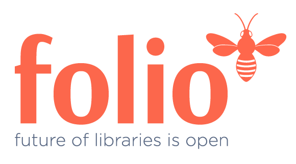 FOLIO logo, with the phrase 'future of libraries is open' and a bee graphic in the corner.